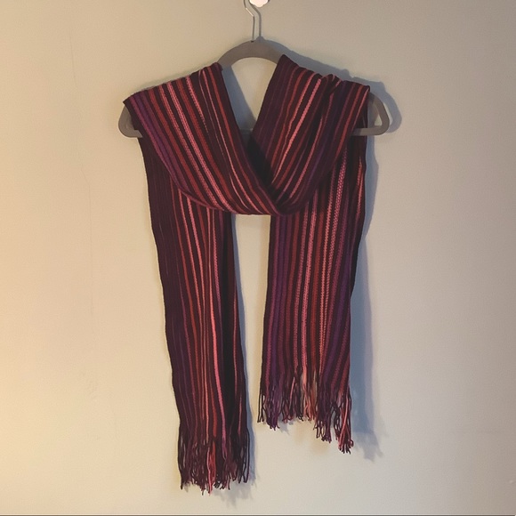 Purple Stripped Fringe Scarf - Picture 1 of 4